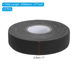 PATIKIL Hockey Tape 1" X 27 Yards 2 Pack Multi-Purpose Grip Protector for Hockey Stick Blade Baseball Bat Black