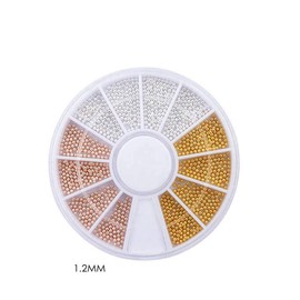 YesLady 3D Nail Art Gold Caviar Mini Bead Metal Steel Studs Manicures Decoration 4 Wheels four Size