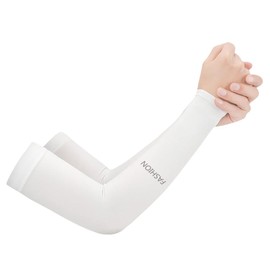 [Big] Midsummer Arm Cover, Cold Feeling, Solid, Sweat Absorbent, Quick Drying, Anti-Slip, Sunscreen Cover, UV Protection, Sports, Climbing, Outdoor Activities, Men's, Women's, fingerless white