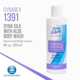 Dynarex DynaSilk with Aloe - Moisturizing Hand & Body Lotion for Dry Skin - Non-Greasy with Refreshing Scent - For All Skin Types - 8 oz., 48 Bottles per Case