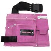 Toolzone 11 Pocket Pink Double Leather Tool Pouch Includes Tape/Hammer
