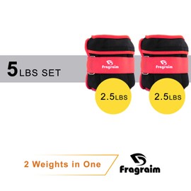 Adjustable Ankle Weights 1-5 LBS Pair with Removable Weight for Jogging, Gymnastics, Aerobics, Physical Therapy, Resistance Training|Each 0.5-2.5 LBS, Total 5LBS, Red
