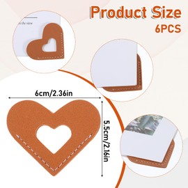 Piriuuo 6 Pcs Heart Leather Bookmark, Cute Bookmarks with Heart Shape Leather Corner Bookmark Leather Bookmarks for Book Lovers Hollow Heart Bookmarks for School Office Home Reading