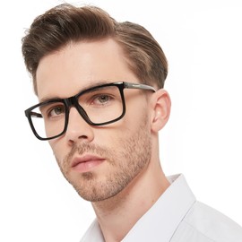 AEZUNI Large Reading Glasses Men 2.5 Oversized Retro Square Readers 1.00 1.25 1.50 1.75 2.00 2.25 2.50 2.75 3.00 3.50 4.00 5.00 6.00 (Black)