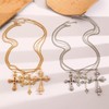 KONPJE 4Pcs Chunky Cross Necklaces for Women Gold/Silver Large Long