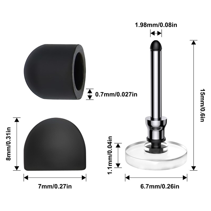 Bopomofo 10 Rubber Tips+5 Transparent Disc Tips,High Precision and High