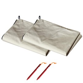 FIELDOOR パップテント320/450 新仕様用専用 サイドシート 左右2枚セット 【T/C カーキ】 ポリコットン ペグ2本付き 風よけ 目隠し ソロ ソロテント 焚火 難燃 遮光 撥水