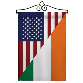 US Irish Friendship Garden Flag Set Wall Hanger Regional USA American Alliance World Country Particular Area Small Decorative Gift Yard House Banner Double-Sided Made In 13 X 18.5