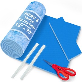 NORTHWEST ENTERPRISES Cut to Size Floor Vent Air Filters for home - MERV 8 Electrostatic Cut to Fit Air Filter Roll & Adhesive Hook Tape (12" x 90" Triple Filtration)