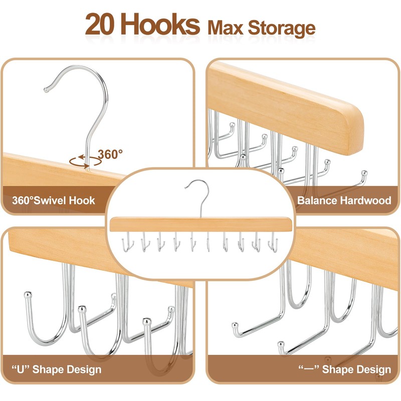 TOPIA HANGER 2 in 1 Belt Tie Hanger for Closet