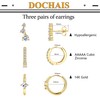 Dochais 3 Paar 14 Karat Vergoldet Damen Ohrringe Cubic Zirkonia