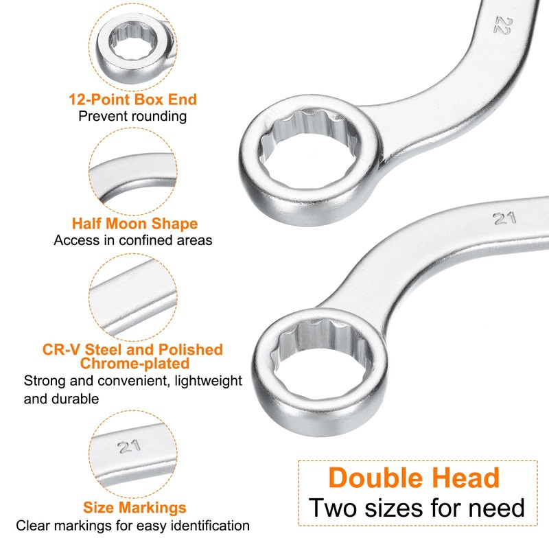HARFINGTON Half Moon Double Box Wrench Metric 21mm x 22mm