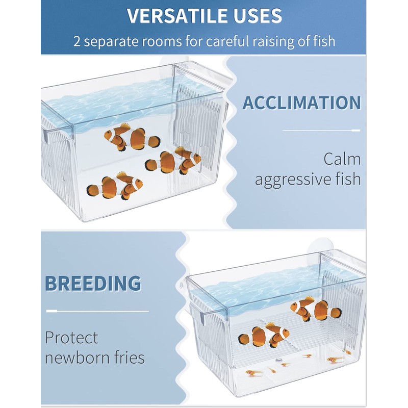 Pawfly Aquarium Fish Breeding Box Acrylic Hatchery Incubator Tank with