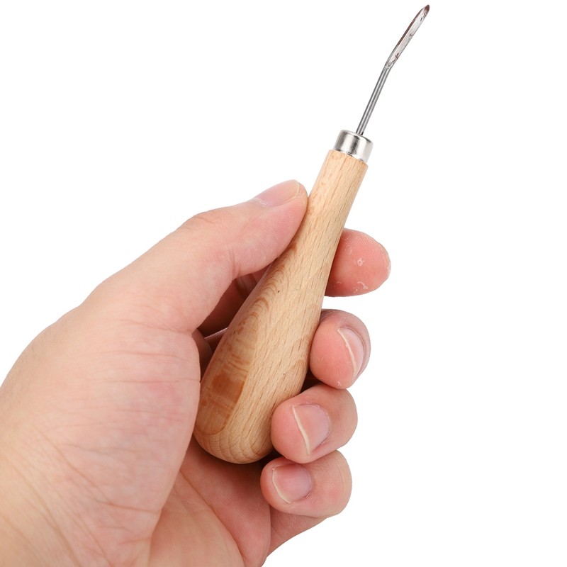 Rhombus Awl Steel Cone Punching Leather Tool Beech Handle Diamond