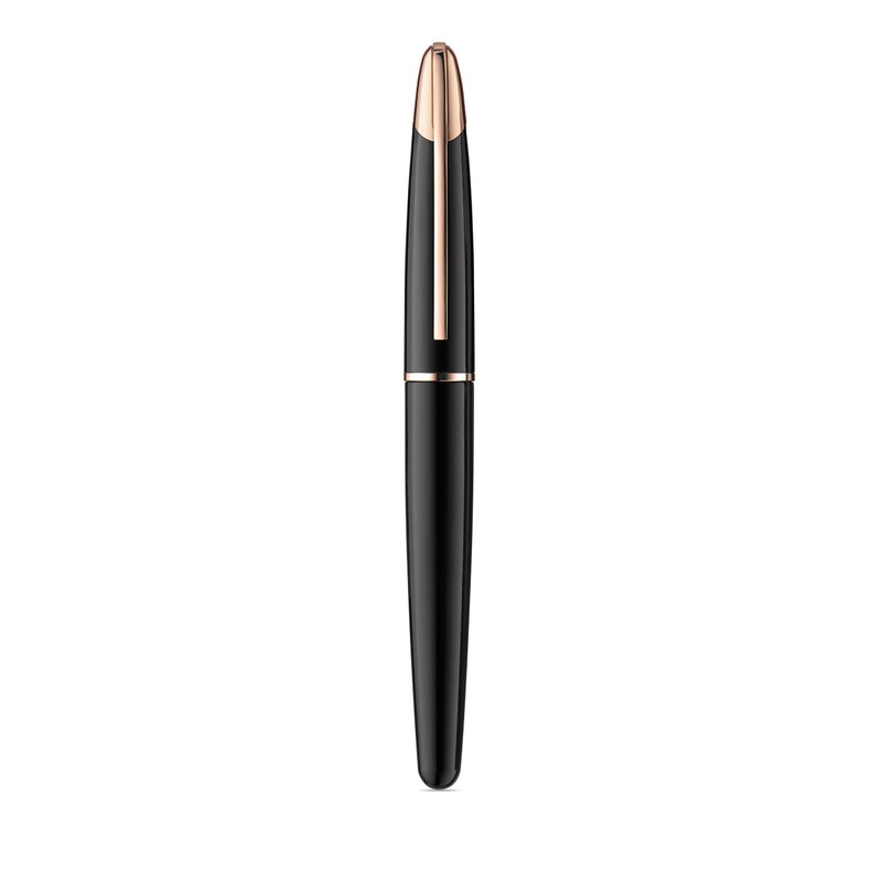 Colibri Equinox Fountain Pen - Brushed Black Steel and Rose