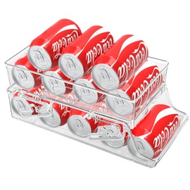 1PC Soda Can Organizer for Refrigerator & Pantry, Space Saving Auto-Rolling Stacking Can Dispenser Holds 12 Cans, Fits Skinny/Standard/Tall Cans, Clear Fridge Can Holder Storage for Kitchen, Office