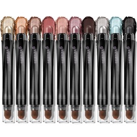 LUXAZA PRO 10PCS Neutral Eyeshadow Stick Makeup Set, Matte Cream Eye Shadow Eyeliner Brightener Pencil Crayon - J1 Mint Chocolate
