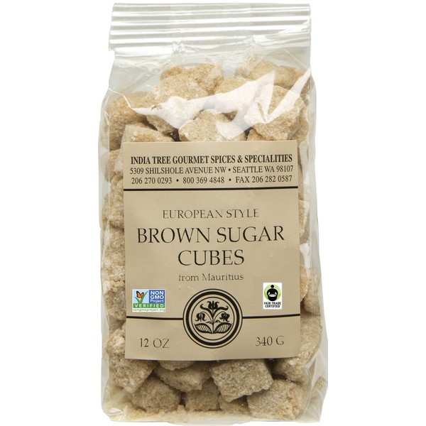 India Tree Brown European-Style Sugar Cubes, 12 oz Bag (Pack of 3)