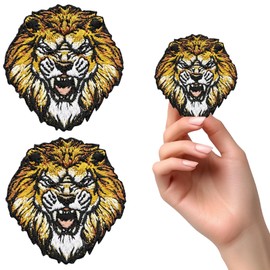2 Pack Embroidered Small Lion Iron-on Patches DIY Accessories, Decorative Sewing Applique for Clothes, Jackets, Jeans, Hats, Bags, DIY Repair, Stitch Fix, Fabric Appliques