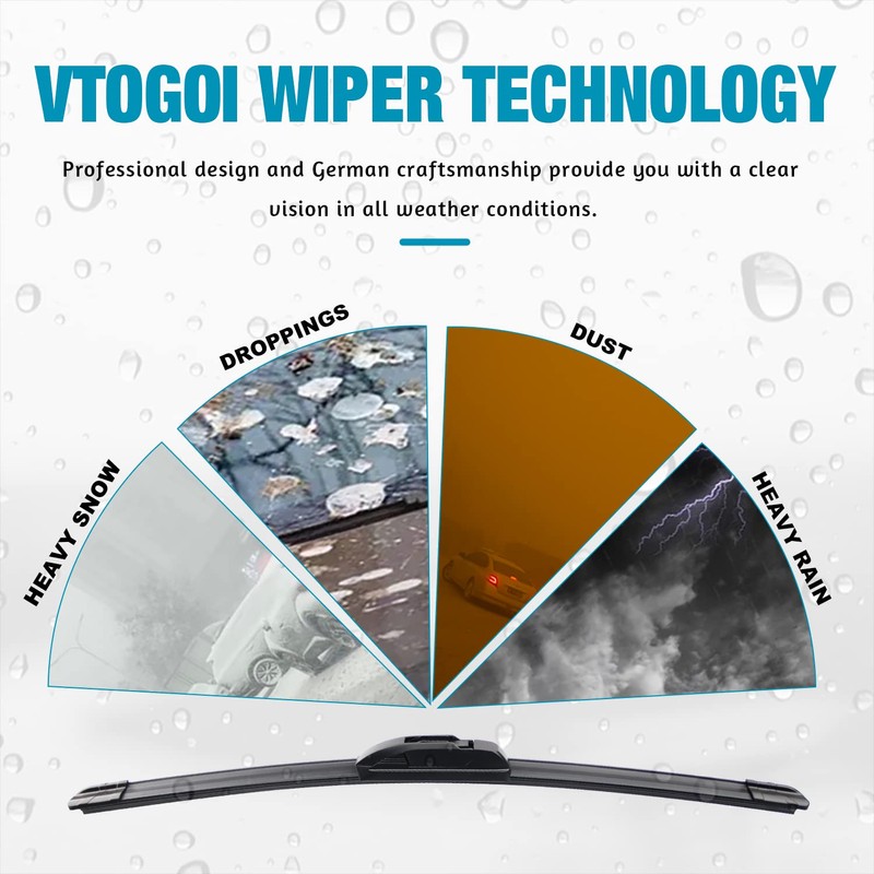 VTOGOI OEM Quality 28''+14'' Premium All-Season Auto Windshield Natural Rubber