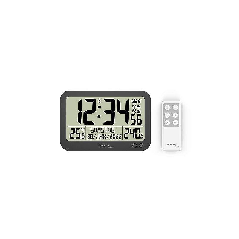 technoline WS8026 Digital Radio-Controlled Clock with Remote Control, Office Clock,