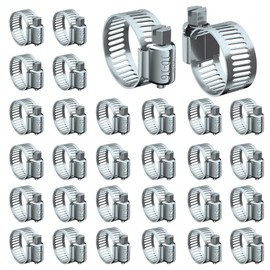 Hose Clamp Set - 30PCS 3/8 –5/8 inch 304 Stainless Steel Worm Gear Hose Clamps for Fuel Line,dryer,Intercooler，Garden Water Pipe and Washing machine,Automotive Plumbing - 1/2 Inch Hose Clamps
