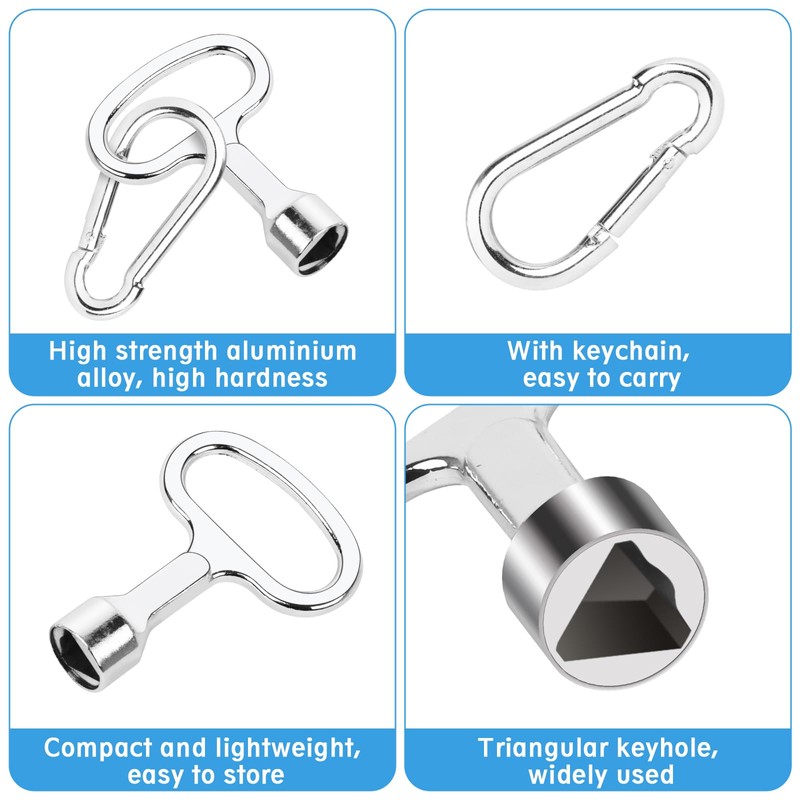 Set of 4 triangular keys for bollards, tap keys, metal
