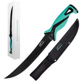 danco Pro Series 9" Stout Knife | Full Tang German G4116 Stainless-Steel Blades with Teflon Coating, Molded Nylon Sheath, Perfect for Saltwater Fishing & Hunting