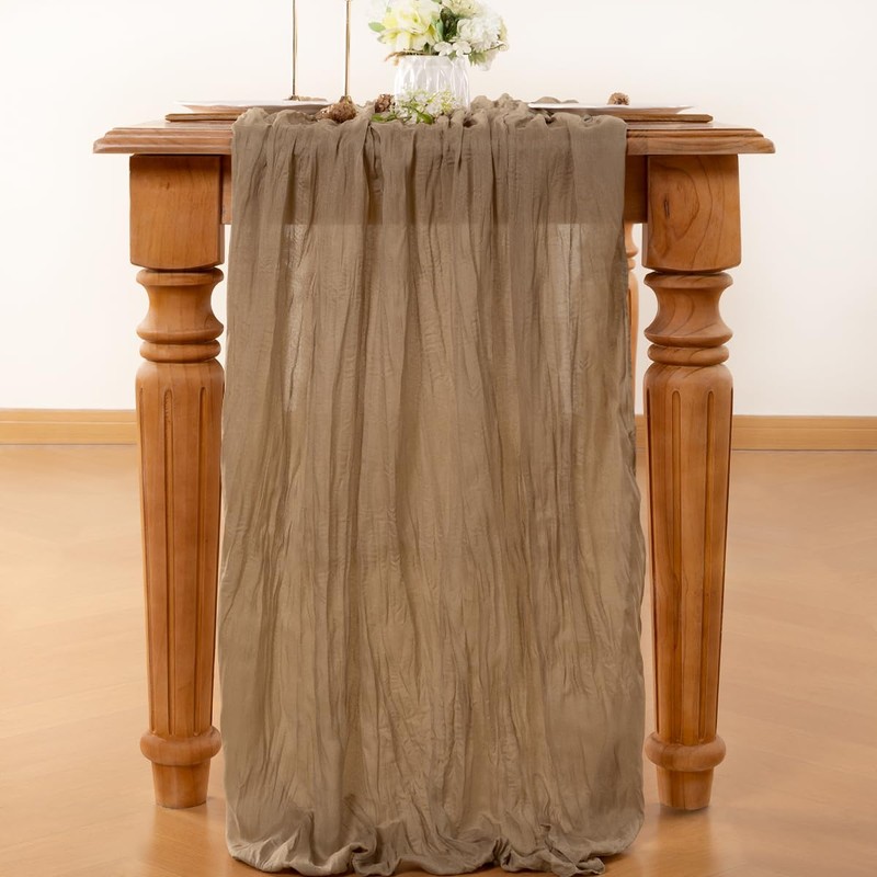 LINXTAR Nude Table Runner Cheesecloth Table Runner 10FT Farmhouse Table