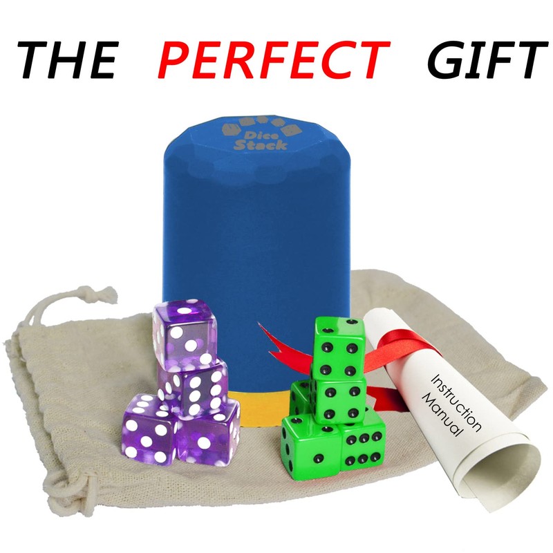 Dice Stacking Cup(Blue) Set with 4 Pcs 19mm(Purple) and 5