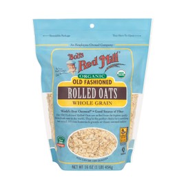 Bob's Red Mill Organic Old Fashioned Rolled Oats, 16oz (Pack of 4) - Non GMO, Whole Grain, Vegan, Kosher
