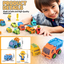 SeventhDuck Pull Back Racing Toy Vehicles Set - 28Pcs Pull Back Cars Mini City Cars with Roadblocks and Characters - Party Favors, Birthday Gifts, Christmas for Boys Girls Children