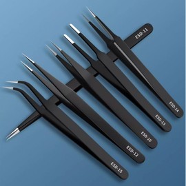 High-Precision Multi-Purpose Tweezers for Eyelashes and Model Making C-Type Tweezers 10ea
