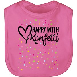 Shirtracer - Baby Bib - Carnival & Fancy Dress - Happy with Confetti, 2 Pink