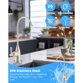Hibbent Drinking Water Faucet for Bar and Kitchen Sink, Stainless Steel Reverse Osmosis RO Faucet for Under-Sink Filtration System, Brushed Nickel Finish