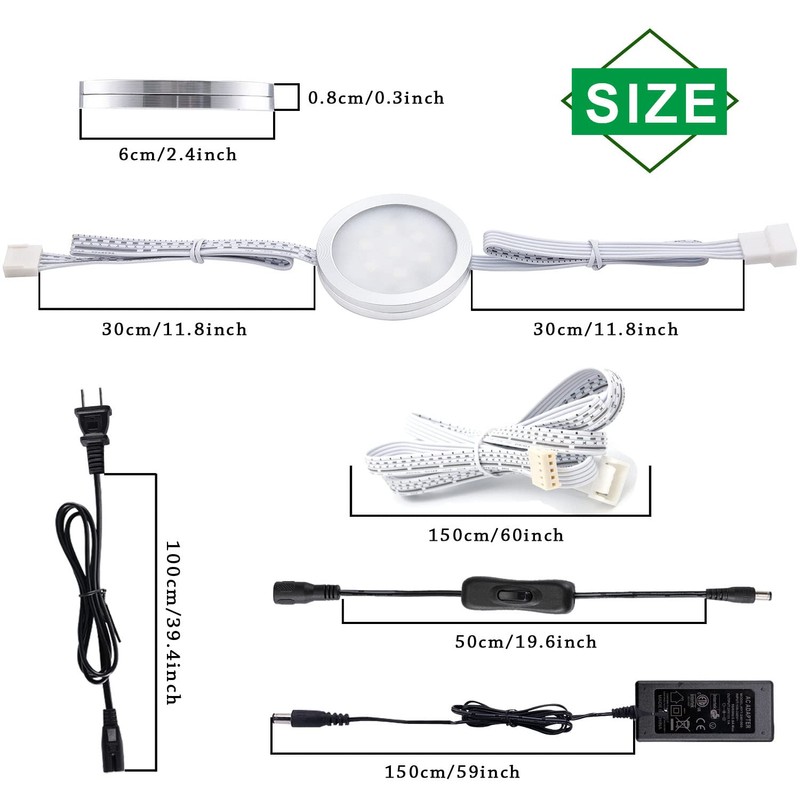AIBOO 24V Under Counter LED Lights, RGB+White Under Cabinet Lighting