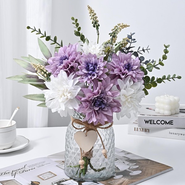 MARTINE MALL Faux Flowers in Vase, Fake Flowers with Vase,