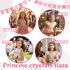 Yheahin Glitter Silver Crystal Princess Tiara Elegant Rhinestone Pearl Crown