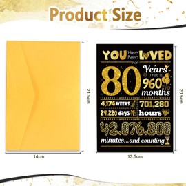 80th Birthday Card, 80th Birthday Gifts for Man Women, Husband Wife, Son Grandson Daughter Grand Daughter, Party Decor Supply Ideas Gifts for Him or Her