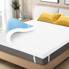 3 Inch Gel Memory Foam Mattress Topper Full Size, High Density Ventilated Memory Foam Bed Mattress Topper for Back Pain,Non-Slip Design with Removable Bamboo Cover