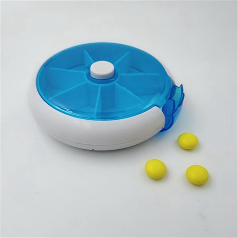 Snblzhef Pill Box, 7 Day Pill Dispenser, Round Pill Box,