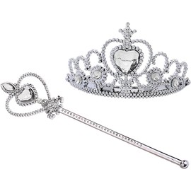 [YNOBUN] Princess Dress Up Accessories Set Crown & Wand 2 Pieces Girls Jewelry Toy Gift Box Perfect for Birthday Party, Amusement Park, Stage Performance, Photo Shoot-sv