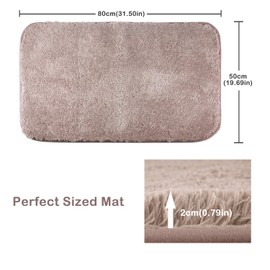 FCSDETAIL Non-Slip High Pile Bath Mat, Machine Washable Bath Mat, Water Absorbent, Soft Microfibre for Bath, Shower and Bathroom, 50 x 80 cm, Brown