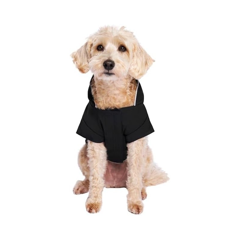 Canada Pooch Torrential Tracker Dog Rain Jacket (Black, 8 (7-9"