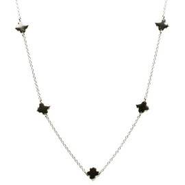 Sterling Silver Station Scatter Closed Clover Quatrefoil Link Long Cable Chain Necklace Italy 23"