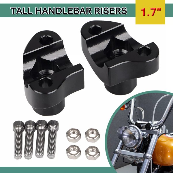 Unbranded Black 1.7" Straight Handlebar Riser For Harley Softail FLSTN