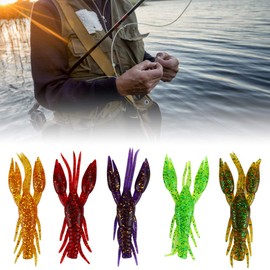 KEENSO Crawfish Fishing Lures,30PCS PVC Five Colours 7.5cm 5.5g Artificial Crawfish Fishing Lures Soft Baits with Box,Artificial Fishing Bait Fish Bait