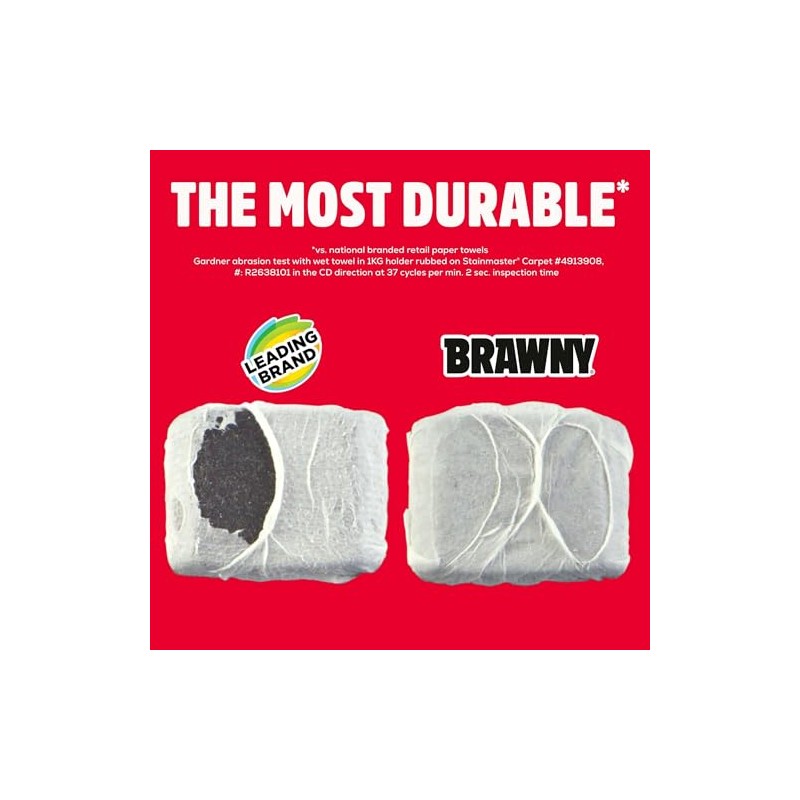 Brawny Tear-A-Square 3-Ply Paper Towels, 6 Double Rolls = 12