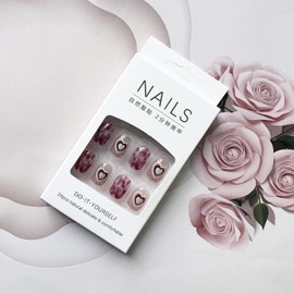 24 Pcs Heart Press on Nails Short Fake Nails Square Shaped with Pink Tie Dye Design Valentine's Day False Nails Full Cover Acrylic Artificial Nails Glossy Valentines Nail Decor for Women and Girls