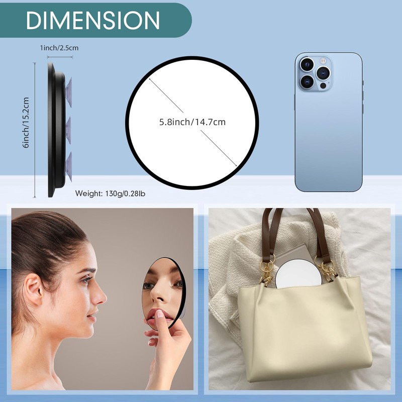 Suupvaor 30X Magnifying Mirror with 3 Suction Cups, Large 6inch